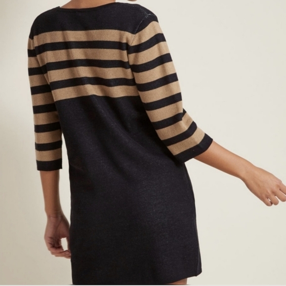 ModCloth TeeBerry & Weave L Cat Feline Sweater Dress Tunic Knit Striped French - Picture 3 of 15